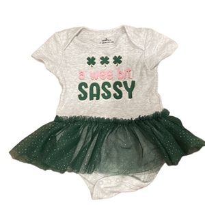 St. Patrick’s day - a Wee bit Sassy shamrocks onesie with green tutu - 3-6m